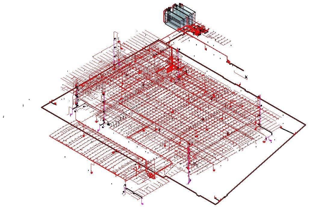 BIM vs CAD Revit fire protection model of an industrial cleanroom facility